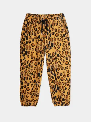 Mini Rodini Girls Leopard Joggers in Brown