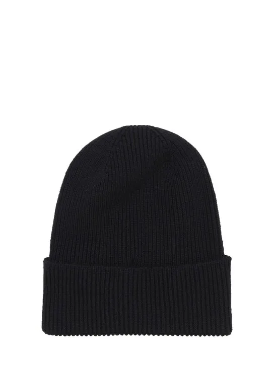 Moncler   Logo wool rib knit beanie 