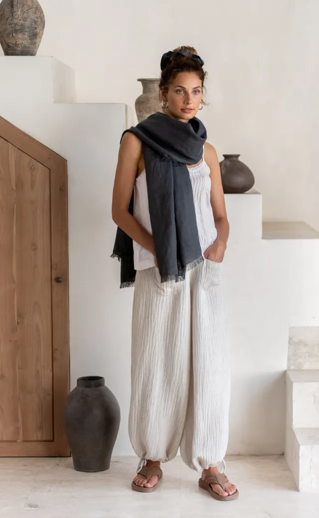 Omari Linen Scarf Charcoal