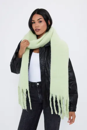 Oversized Chunky Blanket Scarf in Matcha Green