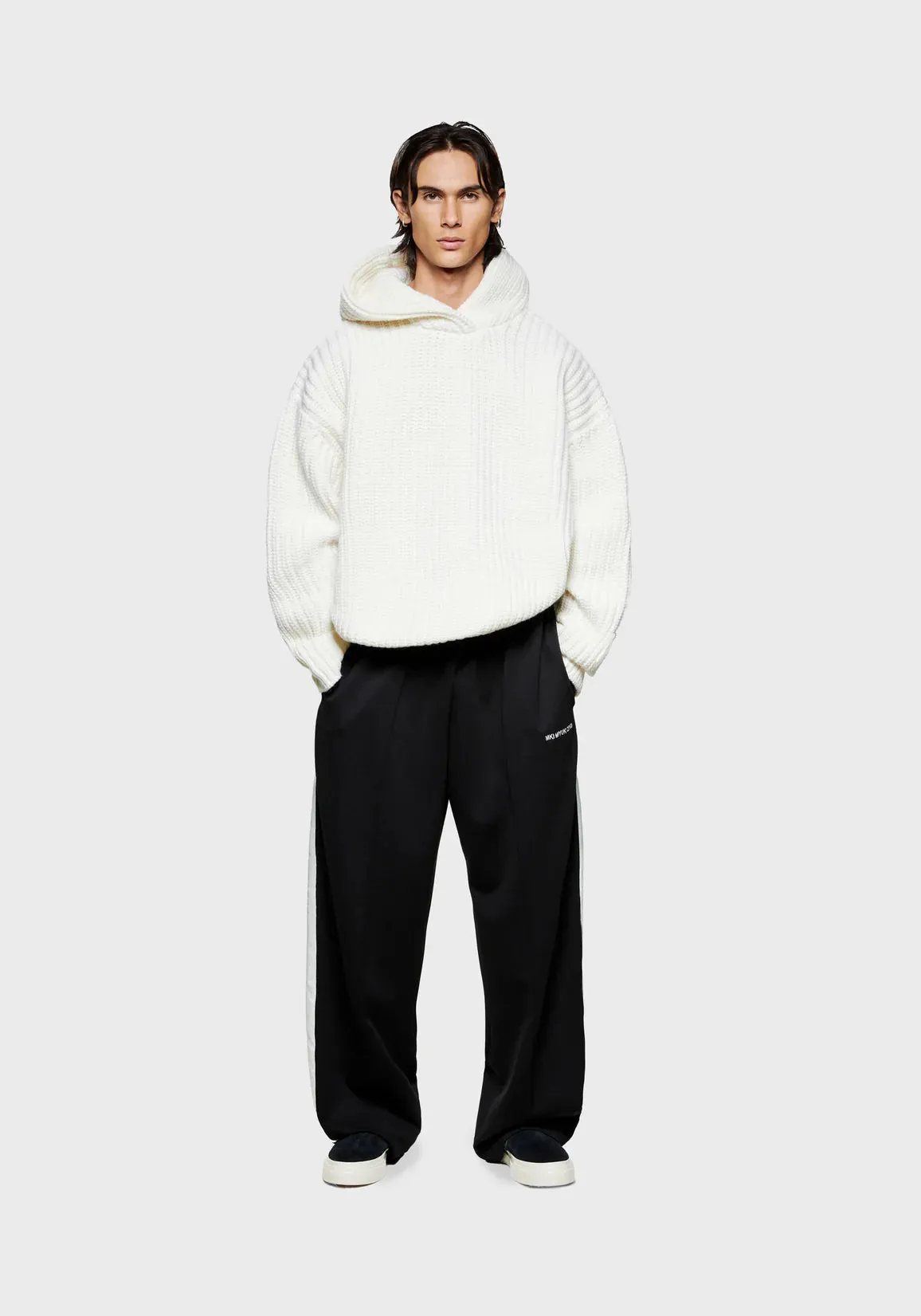 Oversized Fit Chunky Rib Knit Hoodie