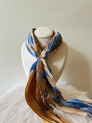 Pastel Pleated Neck Scarf - Blue