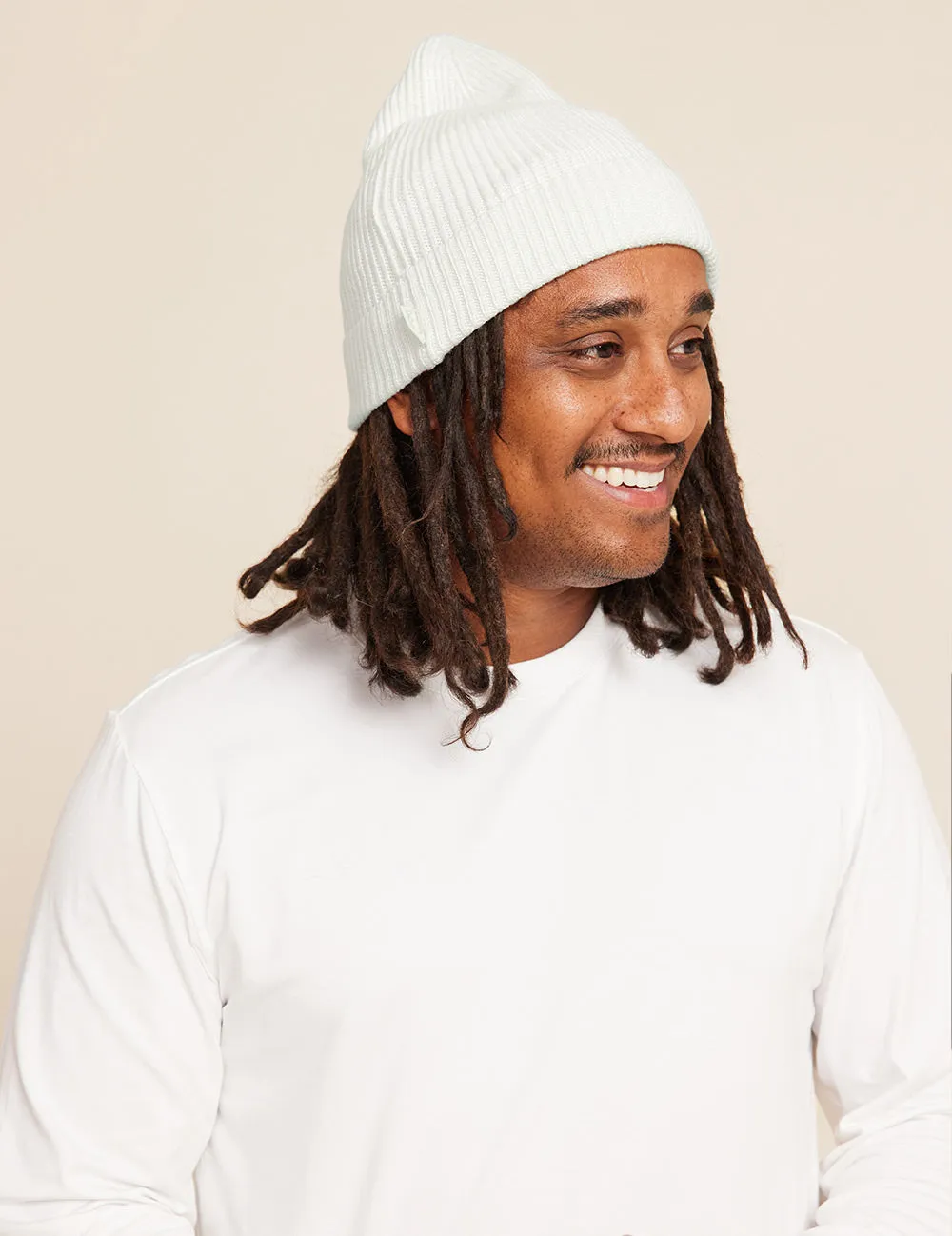 Ribbed Knit Beanie - Natural White