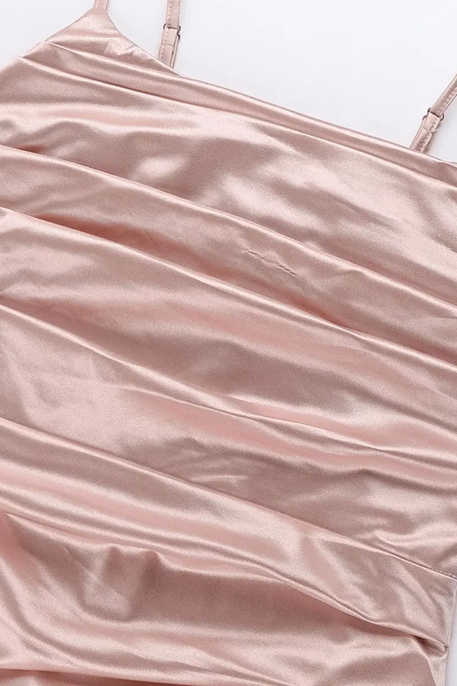 Rose Gold Satin Maxi Slit Dress