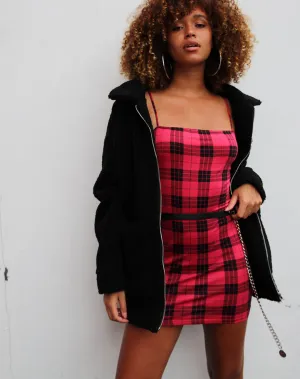 Selah Dress in Winter Plaid Red / Black