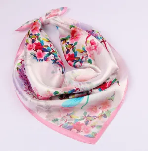 Small Square Silk Scarf|Versatile|Pink Delight