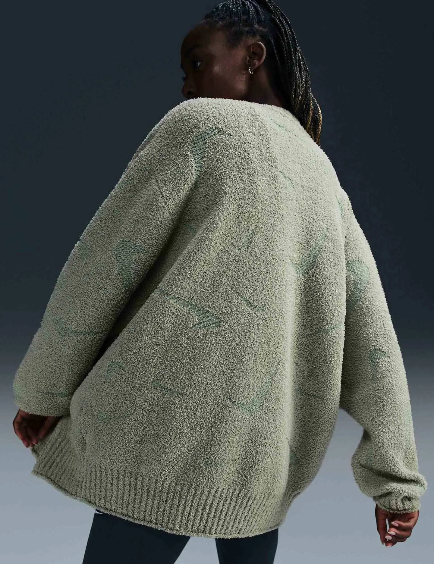 Sportswear Phoenix Cozy Bouclé Oversized Knit Cardigan - Jade Horizon