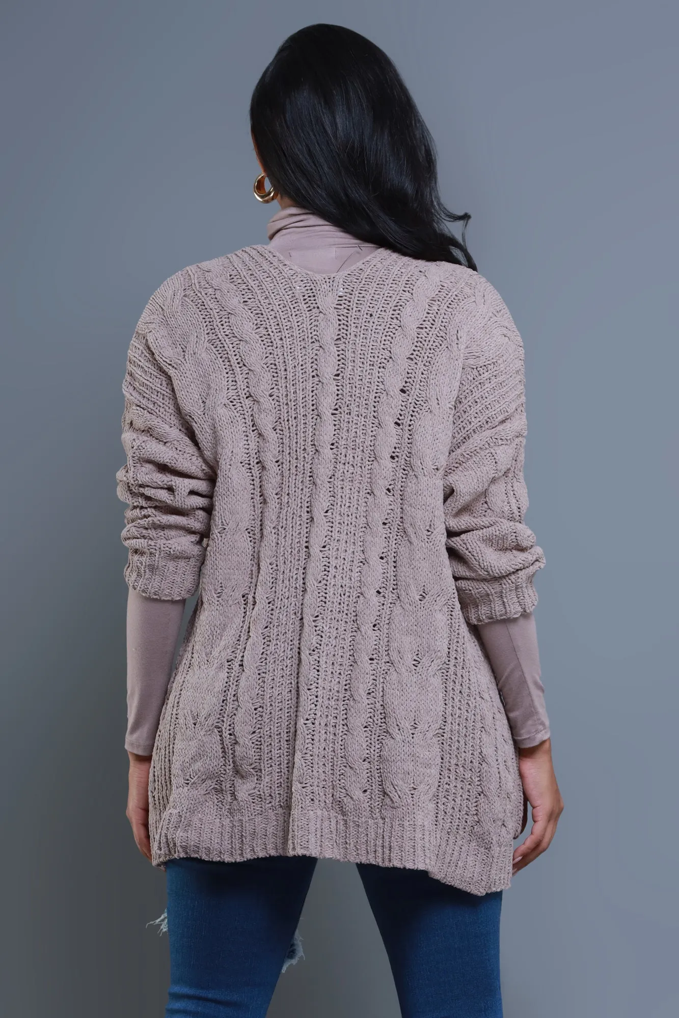 Stay Close Oversized Cardigan - Truffle