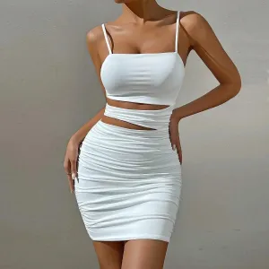 Strappy Cut Out Ruched Bodycon Dress