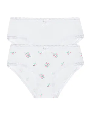 The Organic Underwear 2 Pack [White and Ditsy Floral]