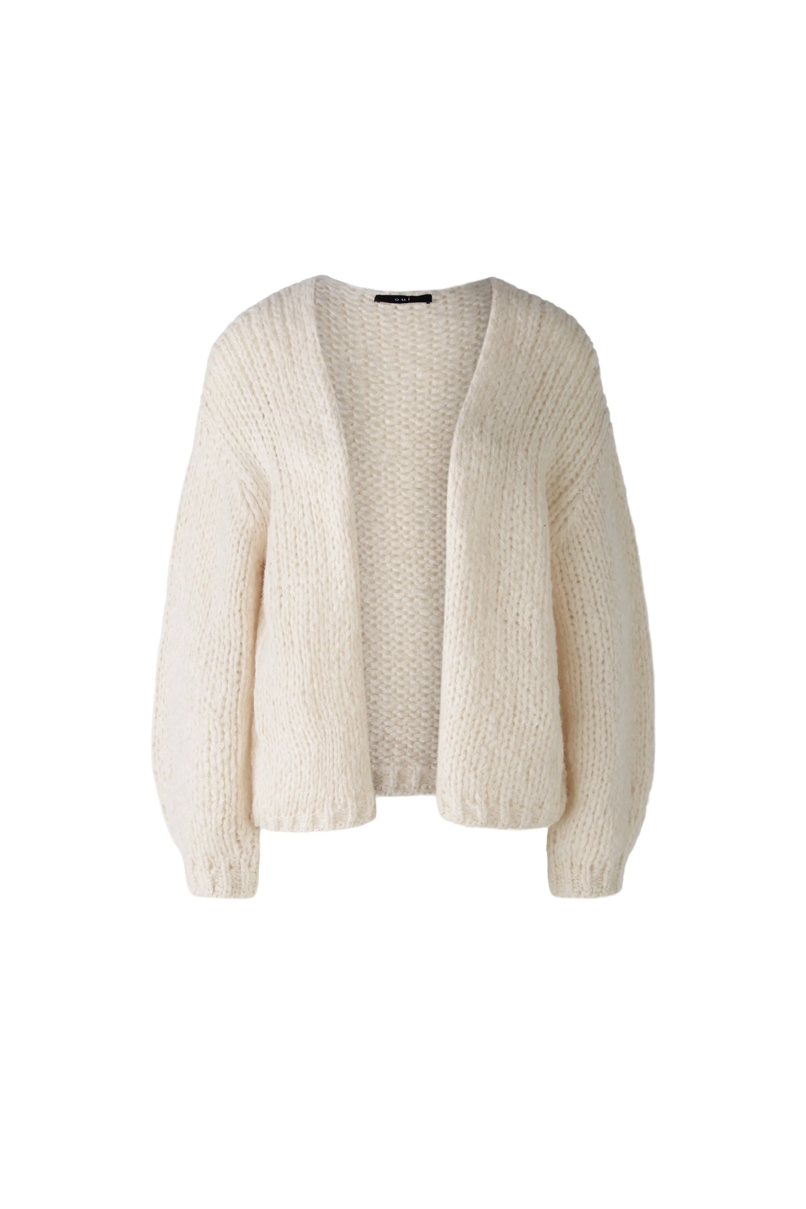 Wool and Mohair Cardigan in Light Beige Melange