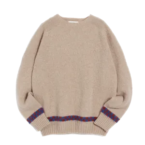 YMC Suedehead Checker Crew Knit - Ecru