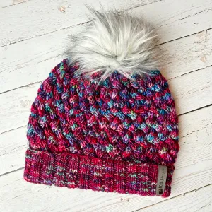 Yukon Beanie | LUXURY Handmade 100% Merino Wool Knit Beanie |  Malabrigo Washted | Detachable Faux Fur Pom Pom | ADULT size | Ready To Ship